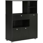 Meuble de cuisine multi - rangements 2 placards 4 niches tiroir coulissant dim. 90l x 40l x 120h cm panneaux ...