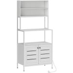 Meuble cuisine avec multiprise - meuble micro - onde - tagre de cuisine - dim. 80 x 42 x 171 cm - acier ...