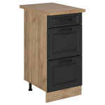 Meuble cuisine r - line, anthracite campagne, 40cm avec tiroirs, pt ch�ne vicco