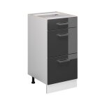 Meuble cuisine r - line, anthracite haute brillance, 40 cm avec tiroirs, pt anthracite vicco