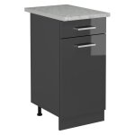 Vicco - meuble cuisine r - line, anthracite haute brillance, 40cm pt marbre