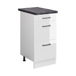 Meuble cuisine r - line, blanc haute brillance, 40 cm avec tiroirs, pt anthracite vicco