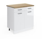 Vicco - meuble cuisine r - line, blanc haute brillance, 80 cm pt chêne Vicco - meuble cuisine r - line, blanc haute brillance, 80 cm pt chêne