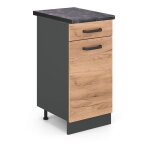 Meuble cuisine r - line, chne de force dor, 40 cm, pt anthracite, vicco