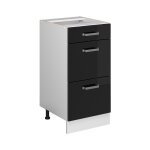 Meuble cuisine r - line, noir haute brillance, 40 cm avec tiroirs, pt chne, vicco