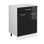 Vicco - meuble cuisine r - line, noir haute brillance, 60cm avec tiroir, sans pt Vicco - meuble cuisine r - line, noir haute brillance, 60cm avec tiroir, sans pt