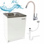 Meuble de cuisine slim 60 - blanc - pratique et �l�gant - avec �vier et robinet flexible