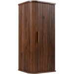 Meuble demi colonne suspendu de salle de bain glamour coloris noyer fonc� 35 x 79 cm