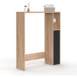 Meuble dessus wc wallis avec placard faon htre et noir