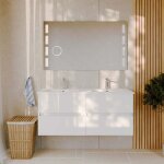 Meuble double vasque 120 cm rosaly avec miroir excell plus - - plan vasque en cramique