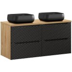 Meuble double vasque 120cm 4 tiroirs elora noir et bois