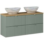 Meuble double vasque 120cm 4 tiroirs jade vert et bois Meuble double vasque 120cm 4 tiroirs jade vert et bois