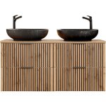 Meuble double vasque 120cm gaia bois et noir - vasque noir