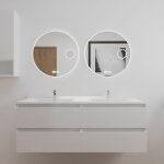 Meuble double vasque 140 cm arlequin avec 2 miroirs rondinara - vasque blanc - traverses blanc