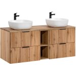 Meuble double vasque 140cm 2 niches adriel bois