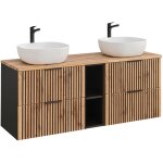 Meuble double vasque 140cm 2 niches gaia bois et noir