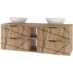 Meuble double vasque 140cm 2 niches teren bois