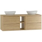 Meuble double vasque 140cm 2 niches viggo bois