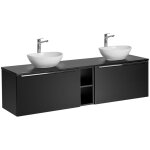 Meuble double vasque 180cm 2 niches ros noir