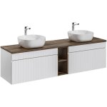 Meuble double vasque 180cm 2 niches zelie blanc et bois Meuble double vasque 180cm 2 niches zelie blanc et bois