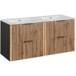 Meuble double vasque encastre 120cm gaia bois et noir