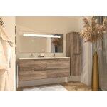 Meuble double vasque luna bois fonc 140cm avec miroir kathy