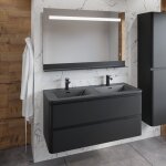 Meuble double vasque pearl 120 cm avec miroir led etal - noir mat Meuble double vasque pearl 120 cm avec miroir led etal - noir mat
