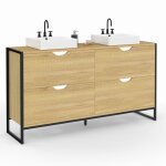 Idmarket - meuble double vasque salle de bain detroit 4 tiroirs design industriel