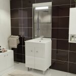 Cuisibane - meuble ecoline 60 cm avec plan vasque et miroir elgance ht105 - blanc