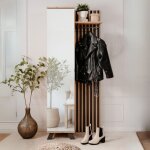 Toscohome - meuble d'entrée avec façade nervurée et porte pleine en chêne et anthracite 80x190h cm - ... Toscohome - meuble d'entrée avec façade nervurée et porte pleine en chêne et anthracite 80x190h cm - ...