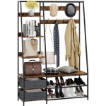 Meuble d?entre grand porte manteau 9 crochets doubles 2 tiroirs 6 tagres 1 banc  chaussures de style ...
