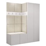 Meuble d'entre hartford 266, blanc, 186x158x46cm, stratifi, tapisserie,  poser,  suspendre