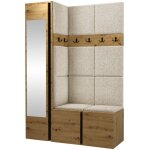 Mobilier1 - meuble d'entr�e hartford 277, abriamo 3, 186x124x46cm, miroir, tapisserie, stratifi�, � suspendre, ...