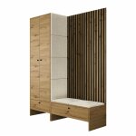Meuble d'entre hartford 320, chne artisan + abriamo 3, 206x145x44cm, tapisserie, stratifi,  poser ...