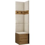 Meuble d'entre hartford 347, chne artisan + noir, 186x0x0cm, tapisserie, stratifi,  poser,  suspendre ...