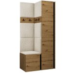 Meuble d'entre hartford 348, chne artisan + noir, 186x82x44cm, tapisserie, stratifi,  poser,  suspendre ...