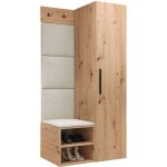 Mobilier1 ? meuble d'entr�e hartford 524 en ch�ne artisan ? dimensions 191x82x50cm ? tissu stratifi� ...