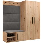 Mobilier1 ? meuble d'entr�e hartford 526 ? ch�ne artisan ? dimensions 191x164x50cm ? tissu et stratifi� ...