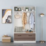 Meuble entre porte manteaux armoire chaussures banc 100x40x160 cm blanc cwxt2263 design in