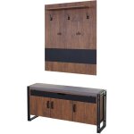 Meuble d'entr�e porte manteaux banquette de rangement avec 5 crochets double 53x110x30cm aspect ch�ne ...