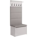 Meuble d'entre - porte - manteau cyndi avec coffre et sige - gris