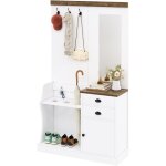 Meuble d'entrée vestiaire191 cm, vestiaire entrée 4 en 1, avec miroir, patères, 2 tiroirs, rangement ... Meuble d'entrée vestiaire191 cm, vestiaire entrée 4 en 1, avec miroir, patères, 2 tiroirs, rangement ...