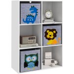 Meuble �tag�re biblioth�que 6 cases 3 cubes paniers en tissu motif animaux pour chambre enfant 62 x 30 ...