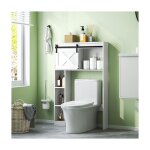 Goplus - meuble tagre de salle de bain, rangement au dessus des toilettes wc ou lave - linge, 84 x ...