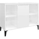 Helloshop26 - meuble d'évier sous lavabo salle de bain 80 x 33 x 60 cm bois d'ingénierie blanc brillant ... Helloshop26 - meuble d'évier sous lavabo salle de bain 80 x 33 x 60 cm bois d'ingénierie blanc brillant ...