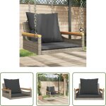 Meuble ext�rieur - balancelle avec coussins gris 63x62x40 cm r�sine tress�e
