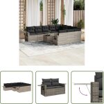Meubles ext�rieurs - salon de jardin 11 pcs avec coussins gris clair r�sine tress�e