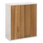 Meuble haut de cuisine avec 2 portes + 1 �tag�re amovible, coloris marron / blanc - longueur 52 x profondeur ...