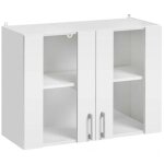 Meuble haut de cuisine eco blanc 2 portes vitrées l 80 cm Meuble haut de cuisine eco blanc 2 portes vitrées l 80 cm