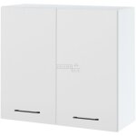 Meuble haut de cuisine lovia blanc mat 2 portes l 80 cm - porte avec poign�e apparente white